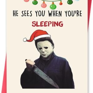 Funny Killer Christmas Card for Friends,Humorous Holiday Gifts for Him Her,Humor Xmas Gift Idea for Women Men,Merry Christmas Card