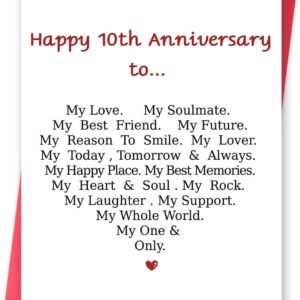Funny 10th Anniversary Card For Men Women, Sweet 10 Year Wedding Anniversary Card Decoration For Husband Wife, Romantic Gifts Idea For Boyfriend Girlfriend Couple