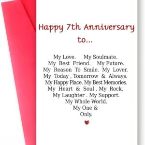 Funny 7th Anniversary Card For Men Women, Sweet 7 Year Wedding Anniversary Card Decoration For Husband Wife, Romantic Gifts Idea For Boyfriend Girlfriend Couple
